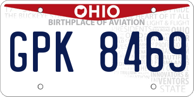 OH license plate GPK8469