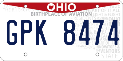 OH license plate GPK8474