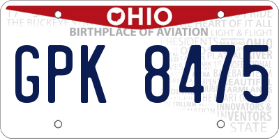 OH license plate GPK8475
