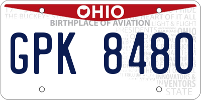 OH license plate GPK8480