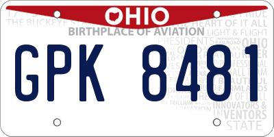 OH license plate GPK8481