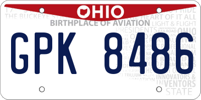 OH license plate GPK8486