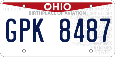 OH license plate GPK8487