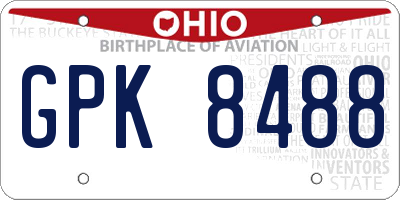 OH license plate GPK8488