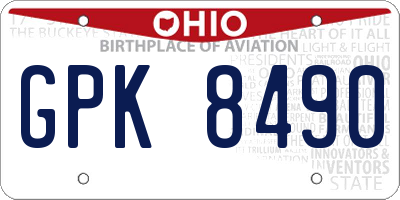 OH license plate GPK8490