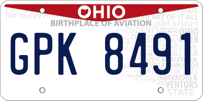OH license plate GPK8491