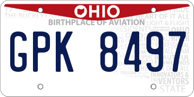 OH license plate GPK8497