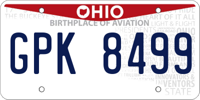OH license plate GPK8499