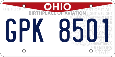 OH license plate GPK8501