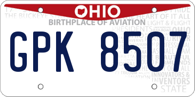 OH license plate GPK8507