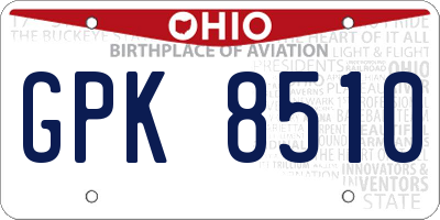 OH license plate GPK8510
