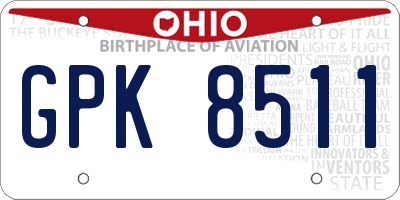 OH license plate GPK8511