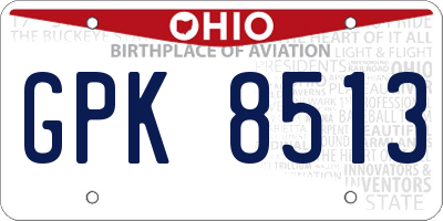 OH license plate GPK8513