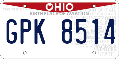 OH license plate GPK8514