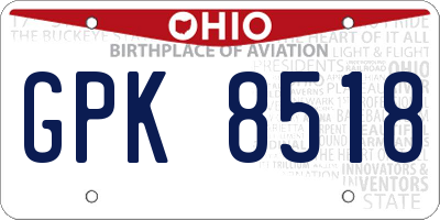 OH license plate GPK8518