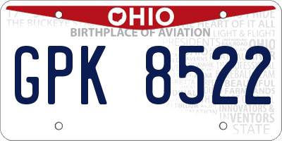OH license plate GPK8522
