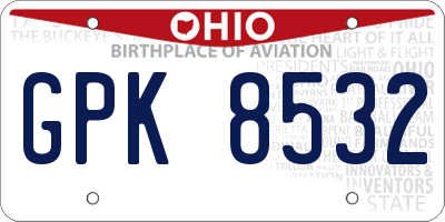 OH license plate GPK8532