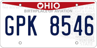 OH license plate GPK8546