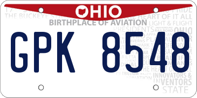 OH license plate GPK8548