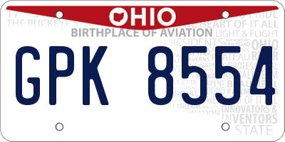 OH license plate GPK8554
