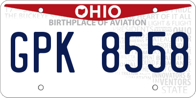 OH license plate GPK8558