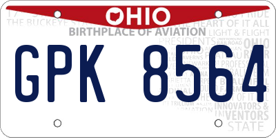 OH license plate GPK8564