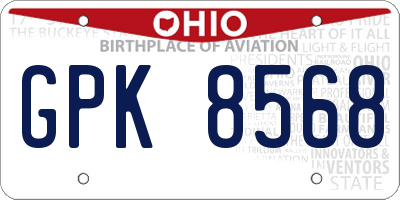 OH license plate GPK8568