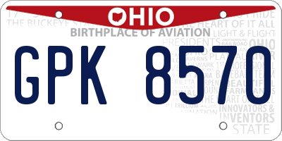 OH license plate GPK8570
