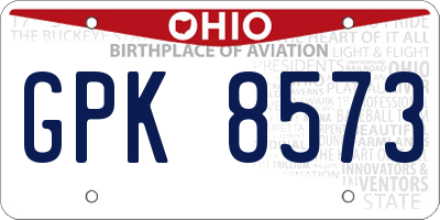 OH license plate GPK8573