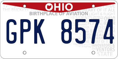 OH license plate GPK8574