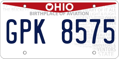 OH license plate GPK8575