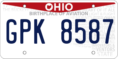 OH license plate GPK8587