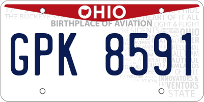 OH license plate GPK8591
