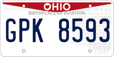 OH license plate GPK8593