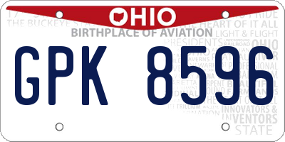 OH license plate GPK8596