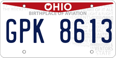 OH license plate GPK8613