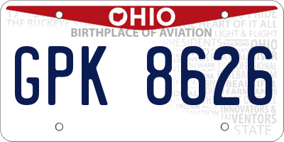OH license plate GPK8626