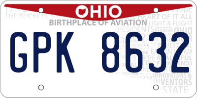 OH license plate GPK8632