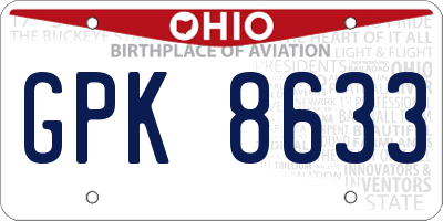 OH license plate GPK8633