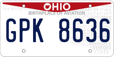 OH license plate GPK8636