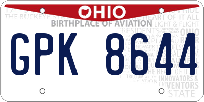 OH license plate GPK8644