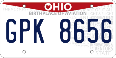 OH license plate GPK8656