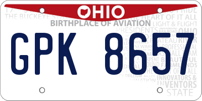 OH license plate GPK8657