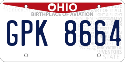 OH license plate GPK8664
