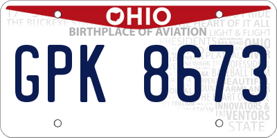 OH license plate GPK8673