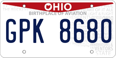OH license plate GPK8680