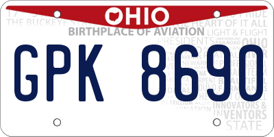 OH license plate GPK8690