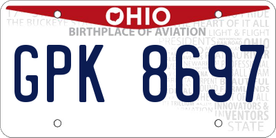 OH license plate GPK8697