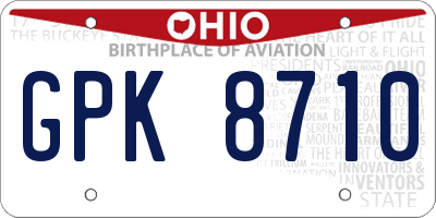 OH license plate GPK8710