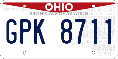 OH license plate GPK8711